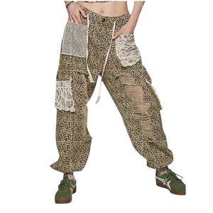 208. POL Women’s Leopard Print Lace Joggers NWT